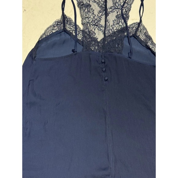 Women's Mango Lace Strappy Navy Cami/Tank Button Detail On Back Medium - Picture 6 of 6